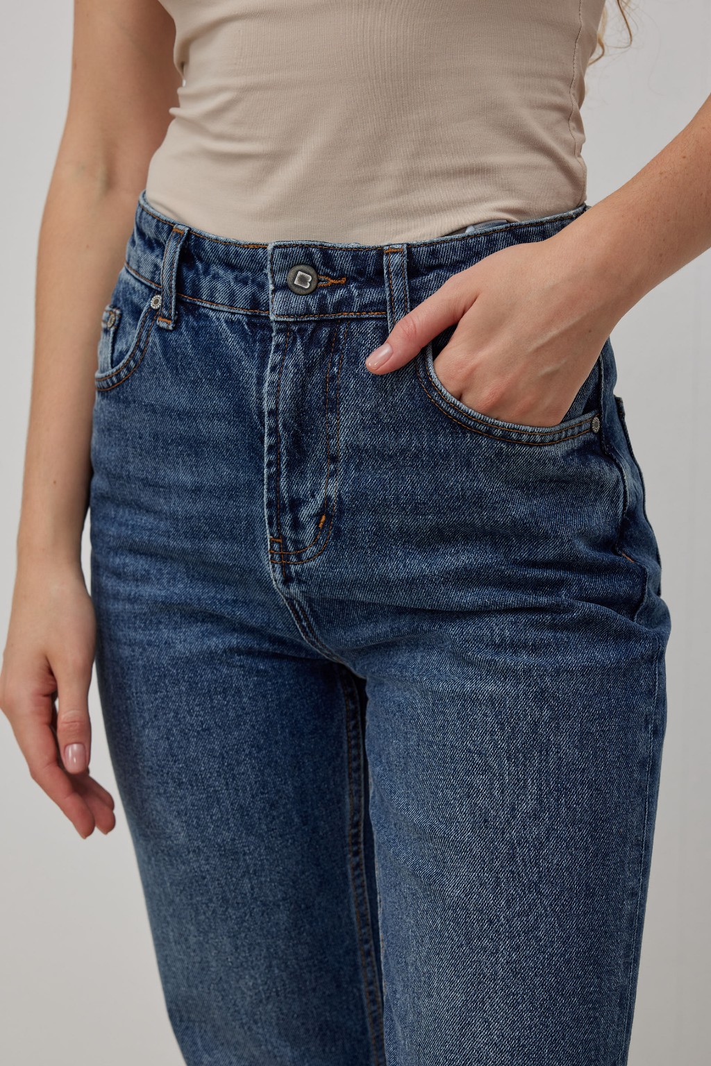 Wide Leg Denim Pantolon Mavi