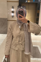 Bağlamalı Keten Bluz Krem