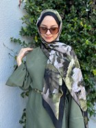 Çiçek Desenli Şal Haki