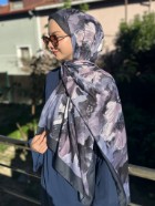 Çiçek Desenli Şal Lacivert