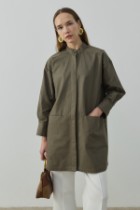 Gizli Cepli Hakim Yaka Gömlek Haki