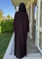 Naira Abaya Kızılkahve Büyük Desen 